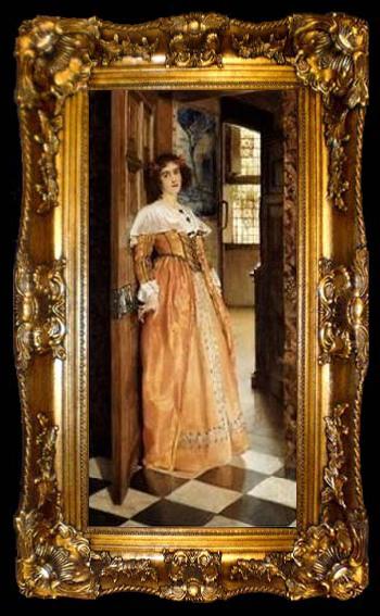 framed  Laura Theresa Alma-Tadema At the Doorway, ta009-2
